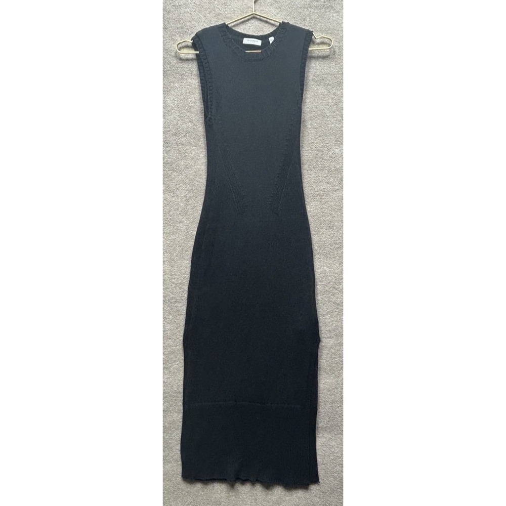 Equipment Heavy Knit Maxi Cotton Dress Bodycon Women XS Faded Black Sleeveless